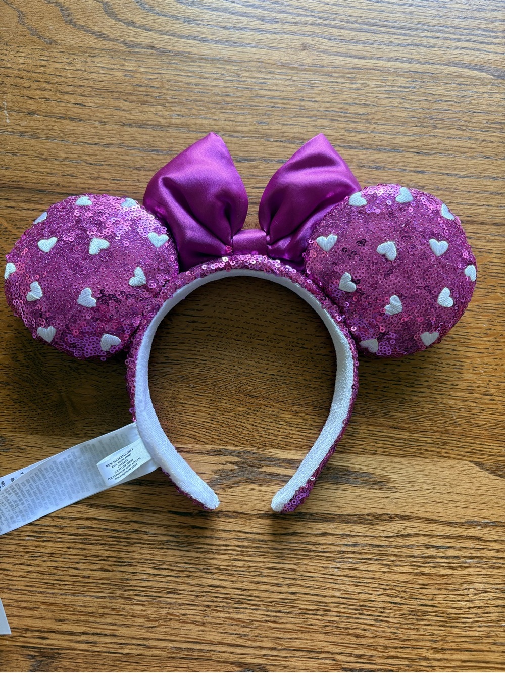 2022 Hot Pink/magenta Heart and Sequin Disney Minnie Mouse Ears - Picture 7 of 10